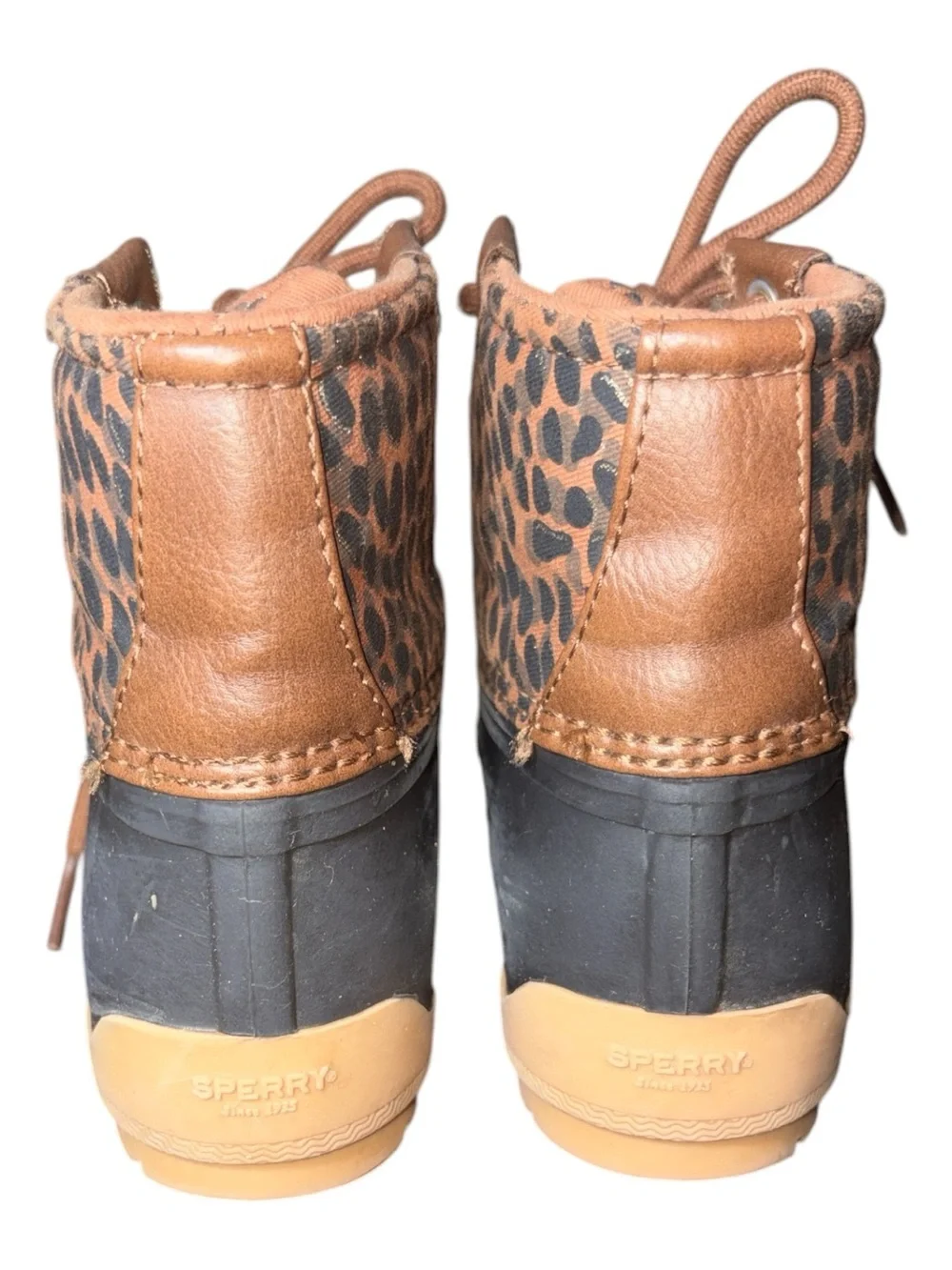 Sperry toddler girls and Leopard Print Waterproof Winter/ rain Boots size 10